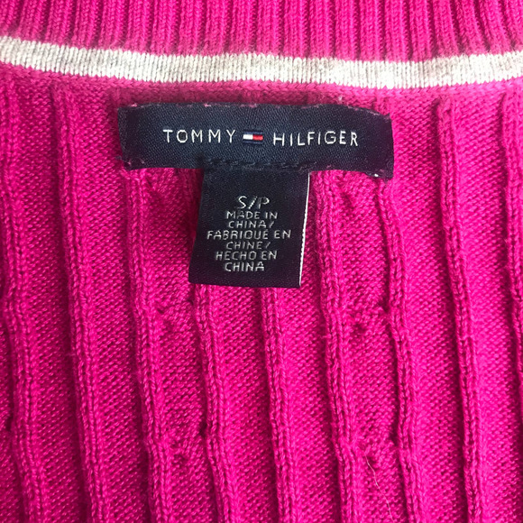 TOMMY HILFIGER Raspberry Pink Cable Knit Pull Over Sweater, size Small - Picture 5 of 8